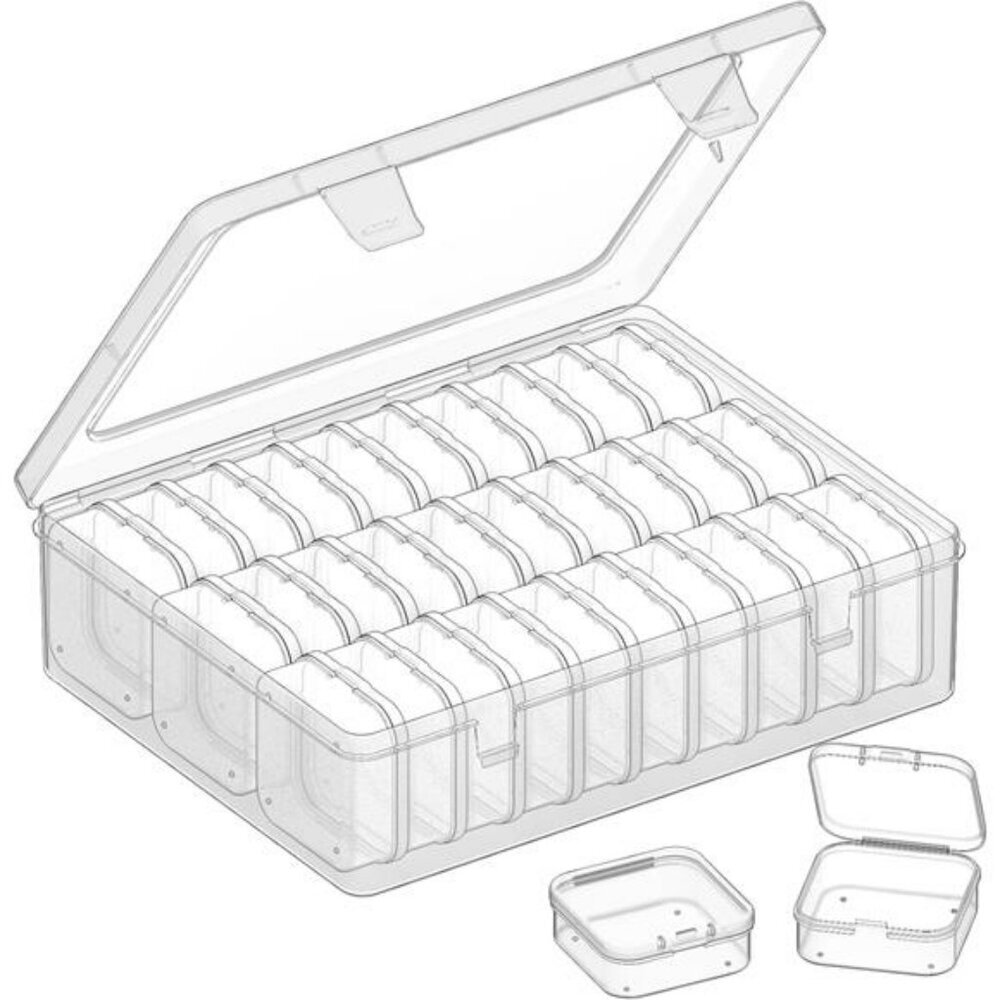 Clear Bead Organizer Box with 31 Plastic Storage Containers for Jewelry Crafts